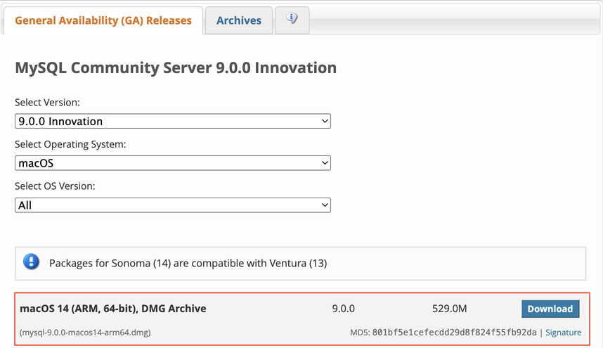 Install MySQL DMG file on MacOS