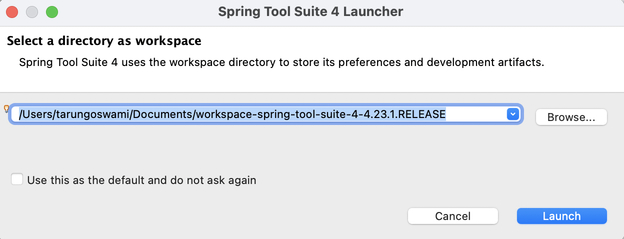 Install spring tool suite 4 on mac os