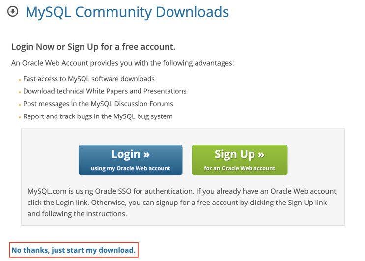 Install MySQL Community Edition without login